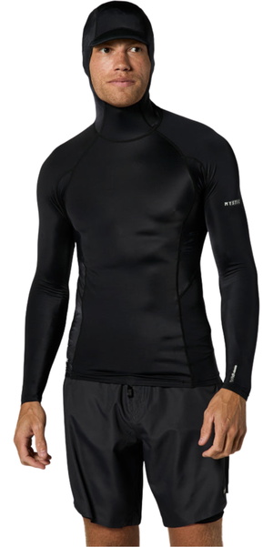 2026 Mystic Mens Uncharted Long Sleeve Hooded Rash Vest 35001.250204 - Black